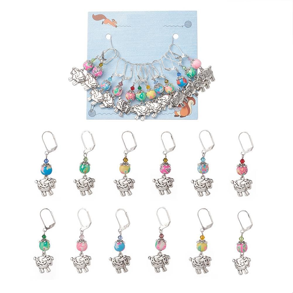NBEADS 12 Pcs Sheep Stitch Markers, Alloy Crochet Stitch Marker Charms Locking Stitch Marker Knitting DIY Handmade Gift for Knitting Sewing Accessories Quilting Jewelry Making — image 1