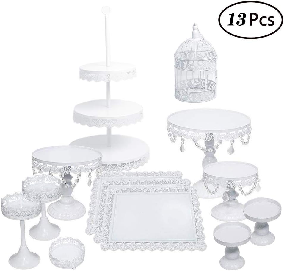 Crystal Dessert Cupcake Stand Pastry Trays Holder Fruits Plate for Birthday Party Celebration Home Decor Serving Platter (13 Pack Cake Stand)