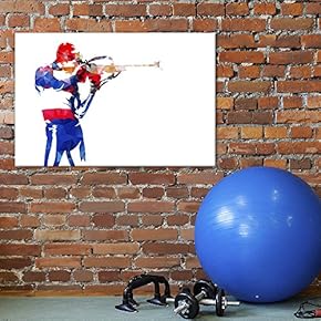 Canvas Wall Art Sports Theme - A Shooter Aiming at The Target - Giclee Print Gallery Wrap Modern Home Art Ready to Hang - 12x18 inches