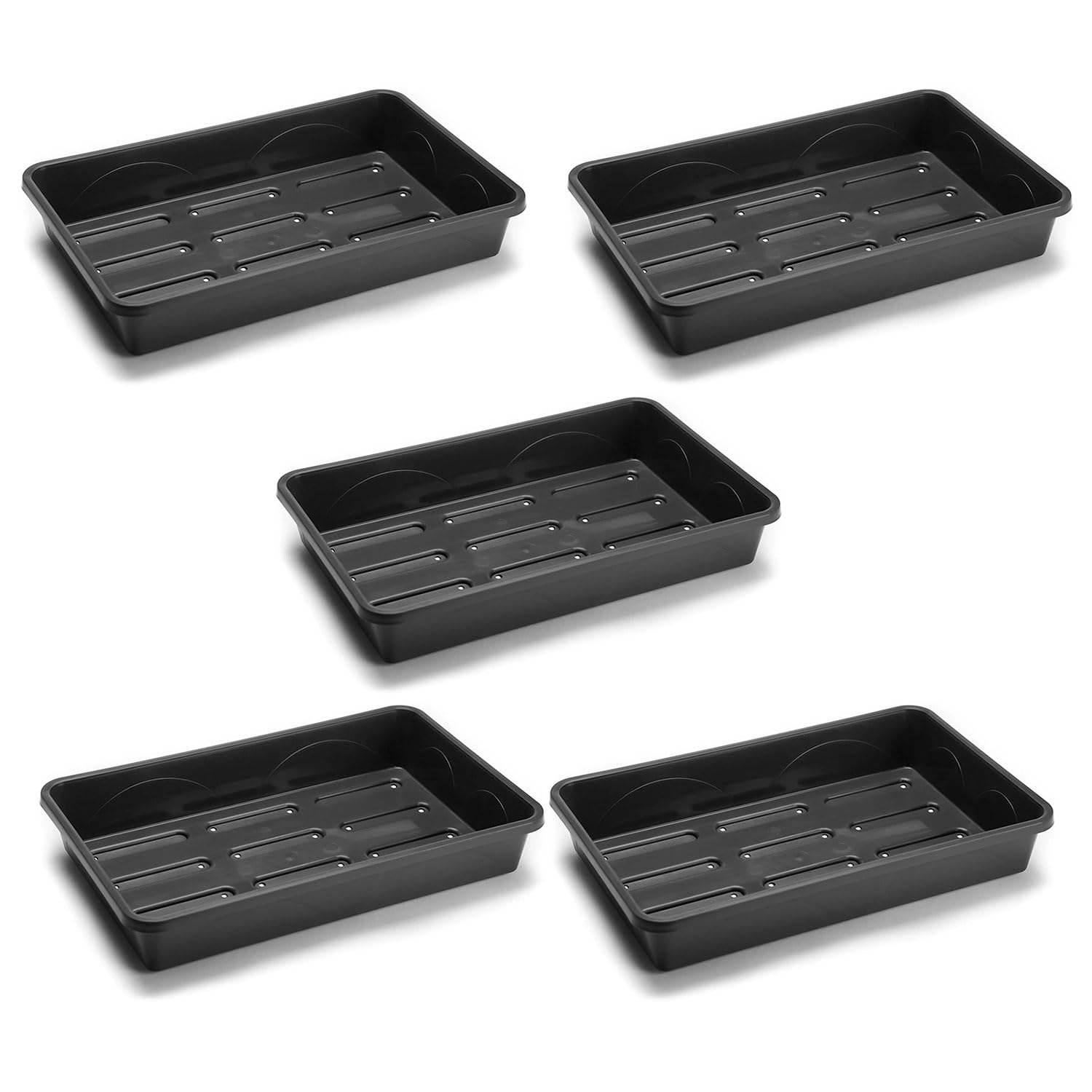 EarlyGrow Heavy Duty 38cm Medium Standard Seed Tray with Drainage Holes, Garden Greenhouse Seed Starting, Germination and Plant Growing Tray - 38 x 24 x 6cm - Pack of 5
