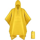 Coralrain Hooded Rain Poncho Lightweight Waterproof Unisex Raincoat Jacket with Pocket for Men Women Adult