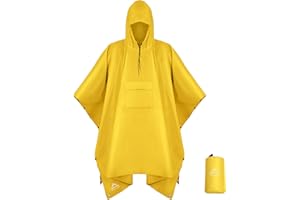 Coralrain Hooded Rain Poncho Lightweight Waterproof Unisex Raincoat Jacket with Pocket for Men Women Adult