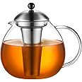 glastal 67oz XL Large Glass Teapot with Infuser Stovetop Safe, Tea Pots for Loose Tea Glass, Glass Tea Kettle for Stove Top, Clear Teapot with Strainer for Loose Tea (2000 ml)