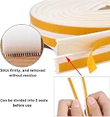 UPSEN Weather Stripping Tape 9mm x 4mm 10m Self-Adhesive E-Type Foam Seal White view 4