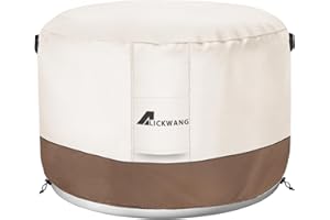 ALICKWANG Fire Pit Cover for Solo Stove Bonfire,600D Tear-Resistant Heavy Duty Durable 100% Waterproof 20-22 Inch Smokeless Fire Pit Cover, Patio Weatherproof Gas Fire Pit, Beige 22"x16"