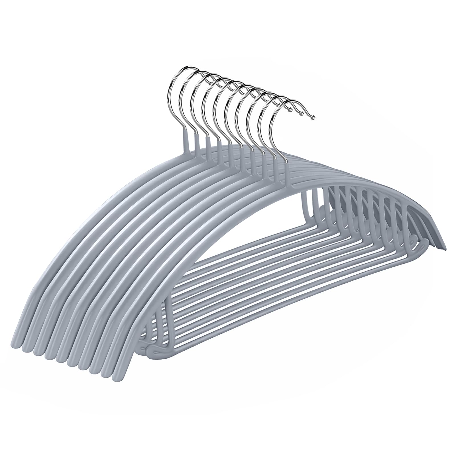 10 Pack Sweater Clothes Hanger No Shoulder Bump 42CM Wide Heavy Duty Coat Metal Hangers for Closet Non Slip PVC-Coating for Sweaters,Dresses,Jackets,Pants,Shirt