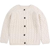 Peecabe Toddler Girl Sweaters Cable Knit Long Sleeve Crewneck Chunky Crochet Cardigans 1-6T