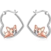YFN Animal Earrings Sterling Silver Animal Heart Hoop Dangle Earrings Cute Jewelry Gifts for Women