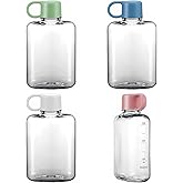 Pafeooui 4 Pcs Portable Flat Water Bottle, 12oz BPA-Free Slim Bottles, Leakproof Containers for Travel, Sports, Outdoor, Camping, Fitness, Fits Purse Bag Pocket, 4 Colors