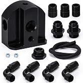 Hypertune Billet Aluminum Oil Filter Relocation Kit AN10 Oil Braided Hose Adapter 1/4NPT Block-Off 13/16"-16 3/4"-16 M22*1.5 Oil Filter Adapter