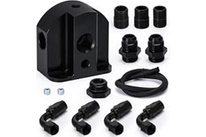 Hypertune Billet Aluminum Oil Filter Relocation Kit AN12 Oil Braided Hose Adapter 1/8NPT Block-Off 13/16"-16 3/4"-16 M22*1.5 Oil Filter Adapter