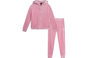 bebe Girls Sweatsuit Set - 2 Piece Velour Zip Up Hooded Sweatshirt and Girls Jogger Sweatpants Kids Youth Activewear Set