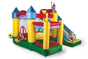 Avyna Hüpfburg Fun Palace 6in1 mit großer Rutsche, Kletterwand, Ball-Pool und Basketballkorb (für bis zu 4 Kinder)