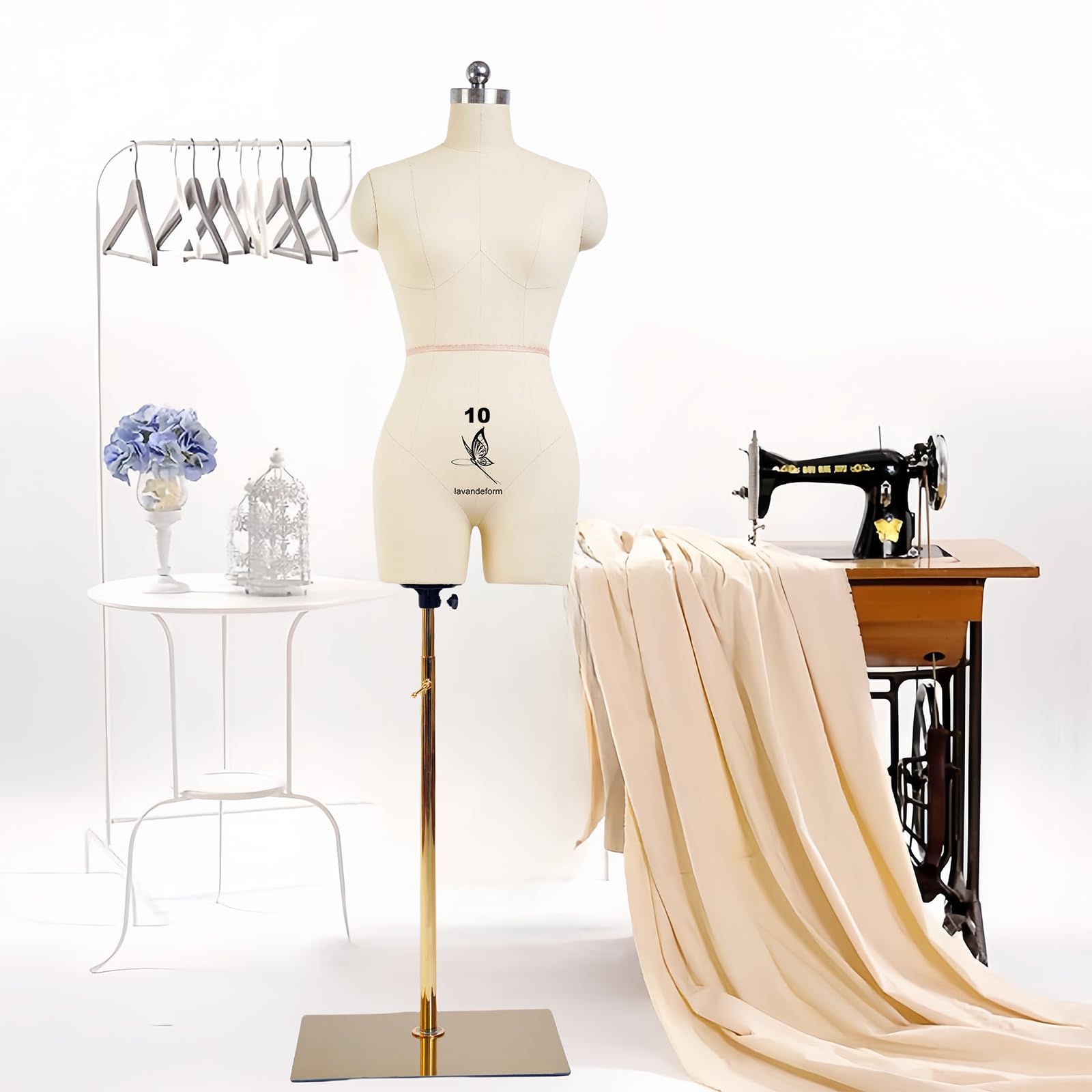 Photo 1 of lavandeform Female Dress Model Torso Body Clothing Forms,Size 10 Professional Dress Form for Display and Tailor DesignSewing Mannequin Foam Body for Pinning. (Without Arms Beige, 10)