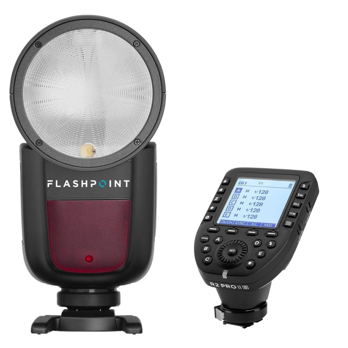Flashpoint Zoom Li-on X R2 TTL On-Camera Round Flash Speedlight for Fujifilm (Godox V1) + Flashpoint R2 Pro Mark II 2.4 GHz Wireless Flash Trigger for Fuji