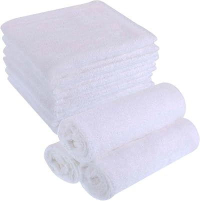 Lanjue 6 Pack Flannel Face Cloths 12x12 In Bamboo Soft Reusable Towels White