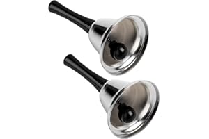 HABGP Silver Steel Hand Bells for Adults, Weddings Decoration, Call Bells, Service Bell, Care for The Sick and Elderly, Call for Pets, 2 Pack