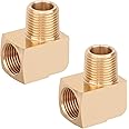 Boeray 2pcs 3/8” Brass Fittings 90 Degree Barstock Street Elbow 3/8" NPT Male Pipe to 3/8" NPT Female Pipe 3/8 NPT Elbow Forged Brass Pipe Fittings