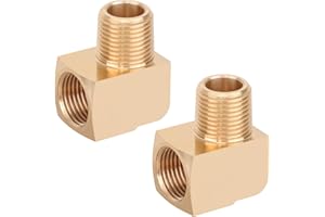 Boeray 2pcs 3/8” Brass Fittings 90 Degree Barstock Street Elbow 3/8" NPT Male Pipe to 3/8" NPT Female Pipe 3/8 NPT Elbow Forg