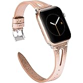 Wearlizer Rosegold Leather Compatible with Apple Watch Bands 38/40/41/42mm for iWatch SE Women Men Leather Strap Triangle Hole Replacement for iWatch Series 11 10 9 8 7 6 5 4 3 SE/Ultra 3/Sports