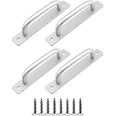 Semetall 4Pcs Barn Door Handles,5" Hole Center Aluminium Alloy Cabinet Pull Handles with Plate for Dresser Drawers,Cabinets,K