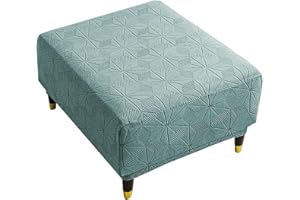 GERLNF Square Ottoman Cover, Soft Knitted Jacquard Cover for Ottoman Square, Living Room Storage Stool Ottoman Cover Footstoo