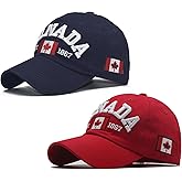Malaxlx 2 Pcs Canada Baseball Cap for Men Women, Canada Day Maple Leaf Flag Dad Hat Golf Cap Sport Outdoor Fitted Plain Cap