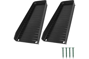 CHICKVILLA Gutter Downspout Splash Block,16.3"Drain Gutter Guard Diverter,Gutter Downspout Extensions for Water Drainage, Fixable Down Spout Drain Trays,Drainage to Protect House Foundations (2PC Black)