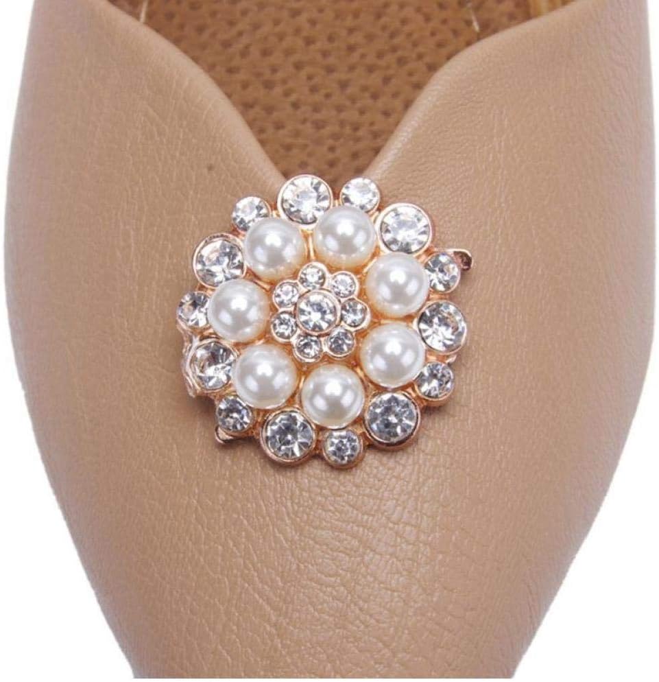 Angoter 2 Pcs/set Shoe Clip Women Lady Shoes Decoration High Heel Sandals Charms Pearl Rhinestone Unique Floral Random Style