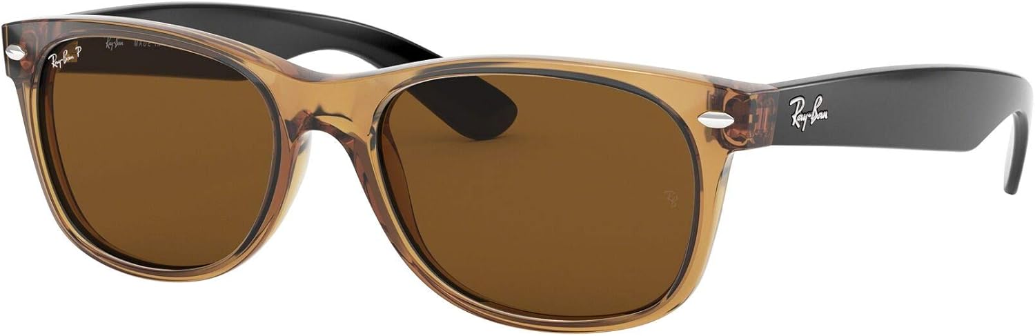 Ray-Ban RB2132 New Wayfarer Sunglasses, Honey/Polarized Crystal Brown, 55 mm: Shoes
