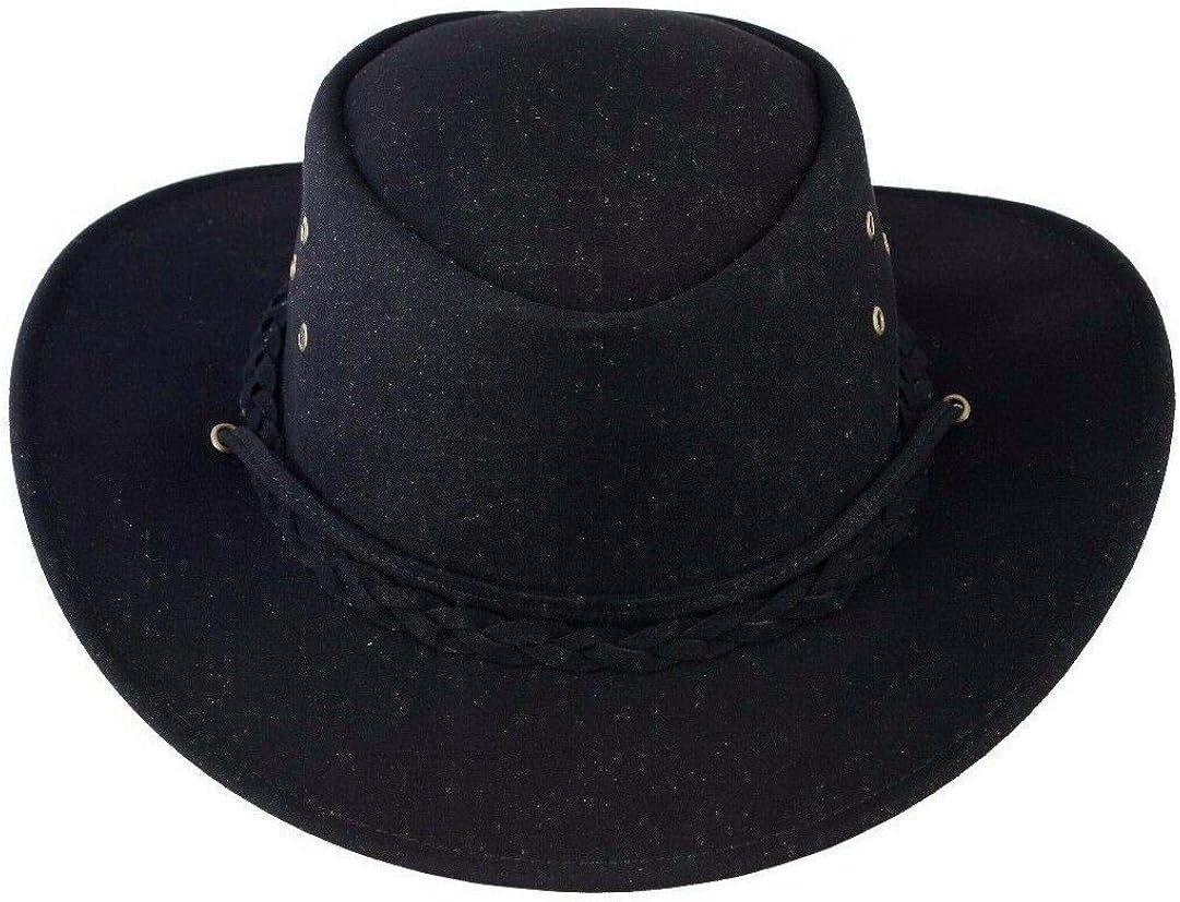Australian Style Wool Felt Cowboy Hat Western Black Mara Bush Hat