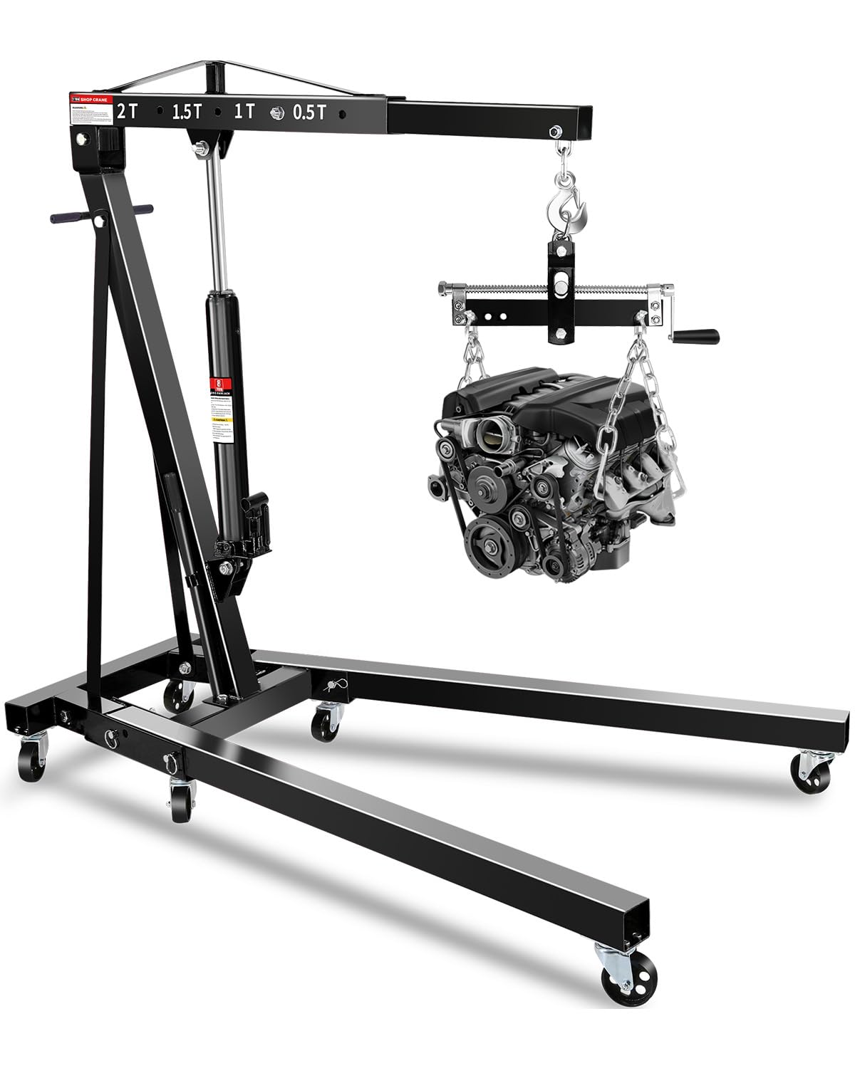 Photo 1 of ***FINALE SALE/NO RETURN, SOLD AS PARTS ONLY***
2 Ton Hydraulic Engine Hoist Crane with Lever, Folding Heavy-Duty Cherry Picker with 6 Locking Wheels & 4 Boom Positions, for Truck/SUV Engines, Garage Workshop, Industrial Lifting (Net Wt. 168 lbs)