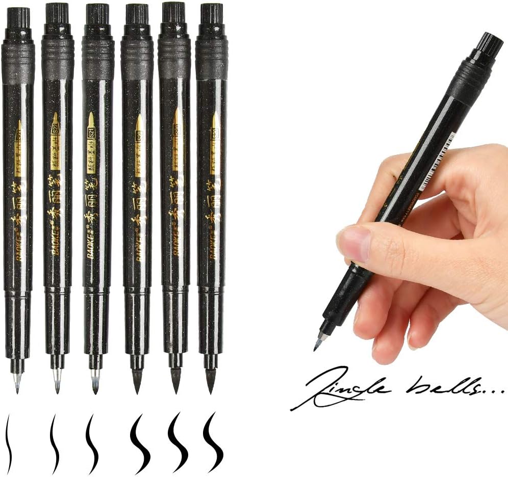 YOTINO Bolígrafos de caligrafía, bolígrafos rotuladores de pincel negro