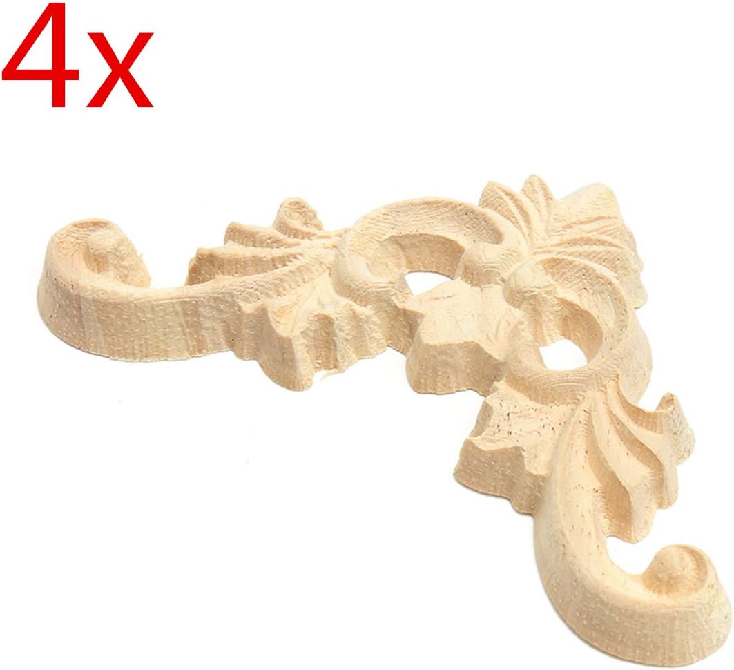 Jeteven 4pcs Schnitzerei Holz Ornament Schrank Möbel Wand Ecke deko