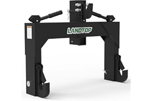 LANDTOP 3 Point Quick Hitch with 2-Inch Receiver Hitch Compatible with Category 1 Tractors and Category 1 & 2 Attachments, 3000 LBS Lifting Capacity, 5 Level Adjustable Bolt, Black