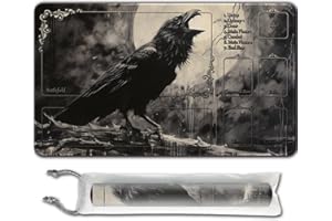 April Space Playmat Board Game MTG Duel Playmat Trading Card 23.6 x 13.8in Stitching Edges Compatible for TCG CCG RPG OCG with Card Zones + Including Storage Bags (Black Crowes,with Zone)