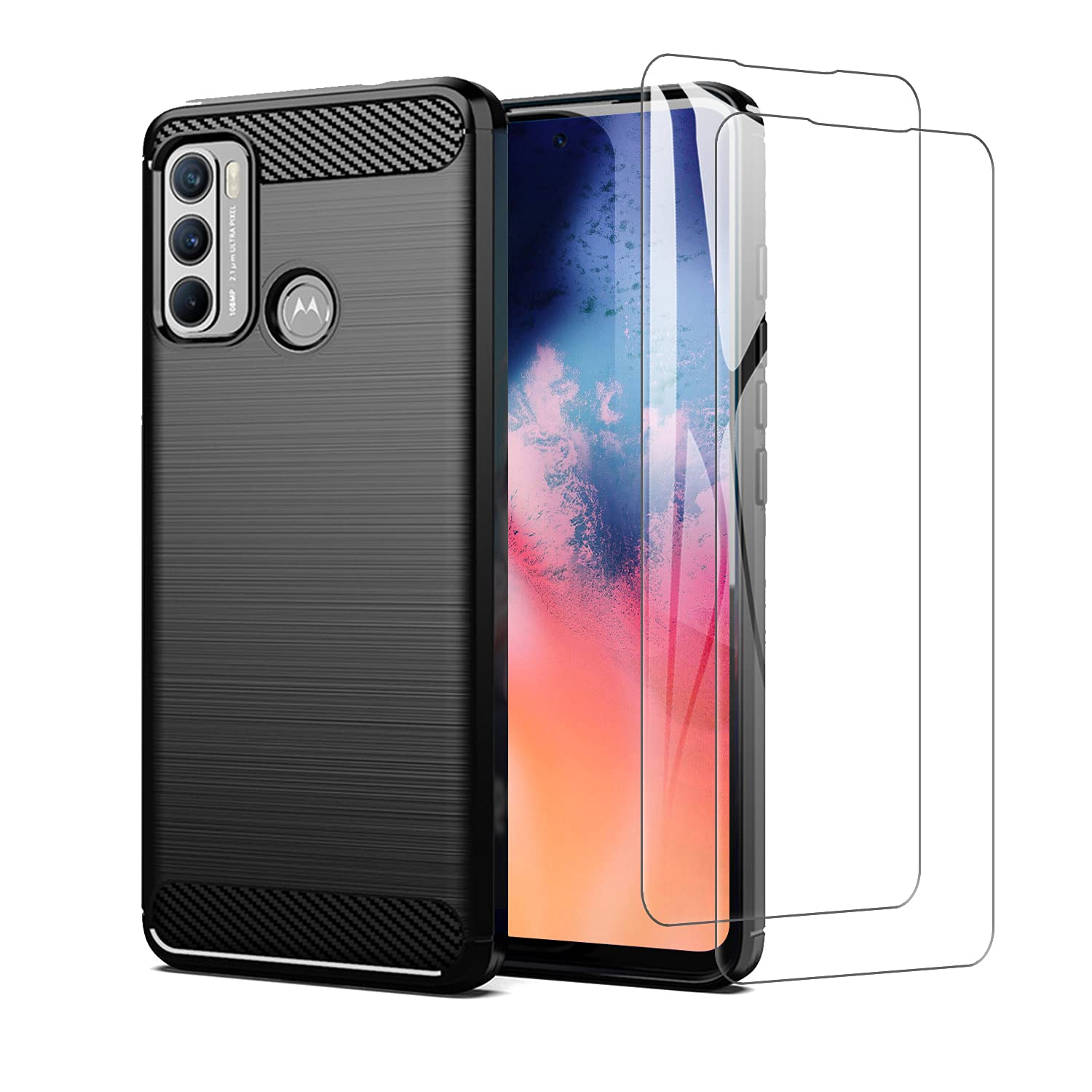 SCL Case for Moto G60 Case and Screen Protector for Motorola G60 Case and Screen Protector Moto G60 Tempered Glass [2 Pack] + Cover, Anti-Scratch TPU Protective Cover, Anti-Fingerprint