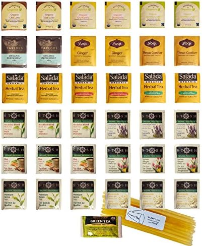 Plenty 4 You Tea Bag Variety Set 40 Count with Honey Sticks Organic Tea Assortment
