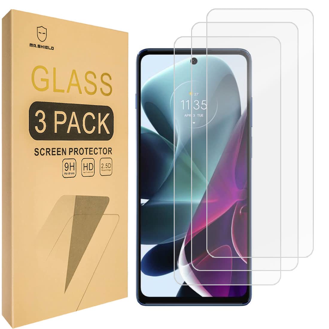 Mr.Shield Screen Protector For Motorola G200 5G / MOTO G200 5G [Tempered Glass] [9H Hardness] [3-Pack] Screen Protector