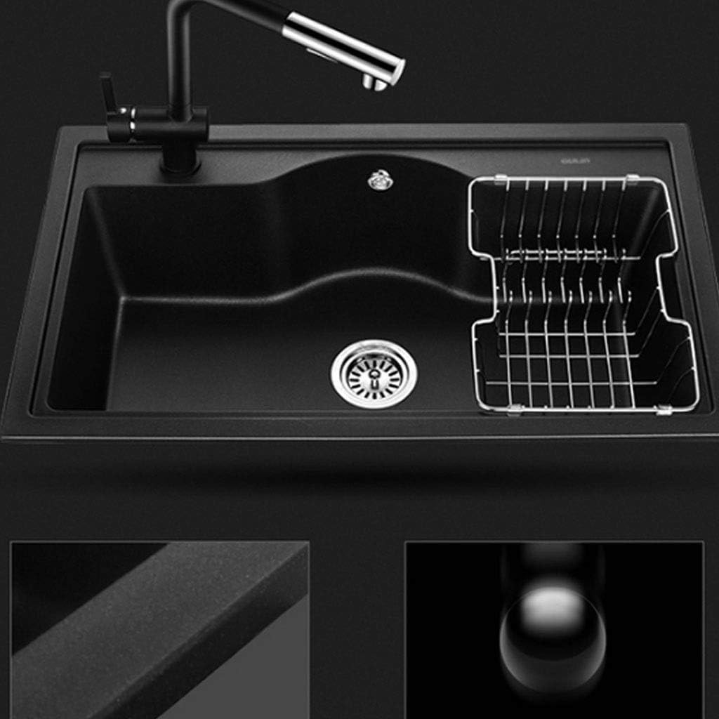Boc Kitchen Sinks Quartz Stone Sink Household Products Cup Wash Basin Black Granite Sink Oil Proof Anti Scratch Suitable For Bars Kitchens Black 84 50cm Amazon Co Uk Diy Tools