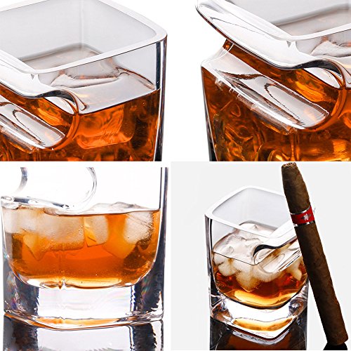 4 Packs Old Fashion Whiskey Glass With Cigar Holder Leadfree Wine