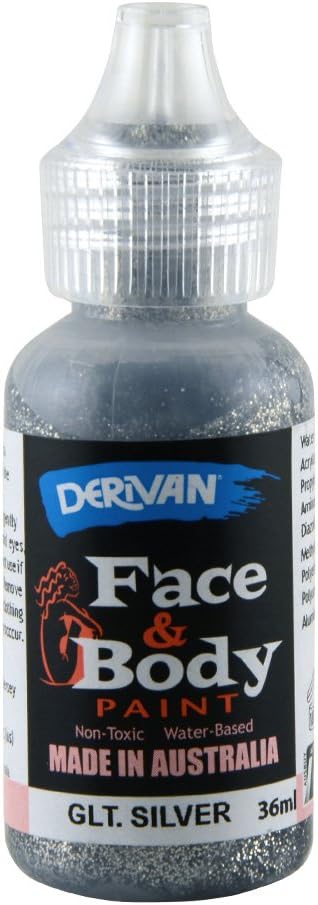 Derivan Face & Body Paint 36ml Glitter Silver