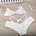 Womens Sexy Bridal Lingerie Lace Floral Babydoll Stretch Strappy Set with Cute Bowknot Mesh Thong… White