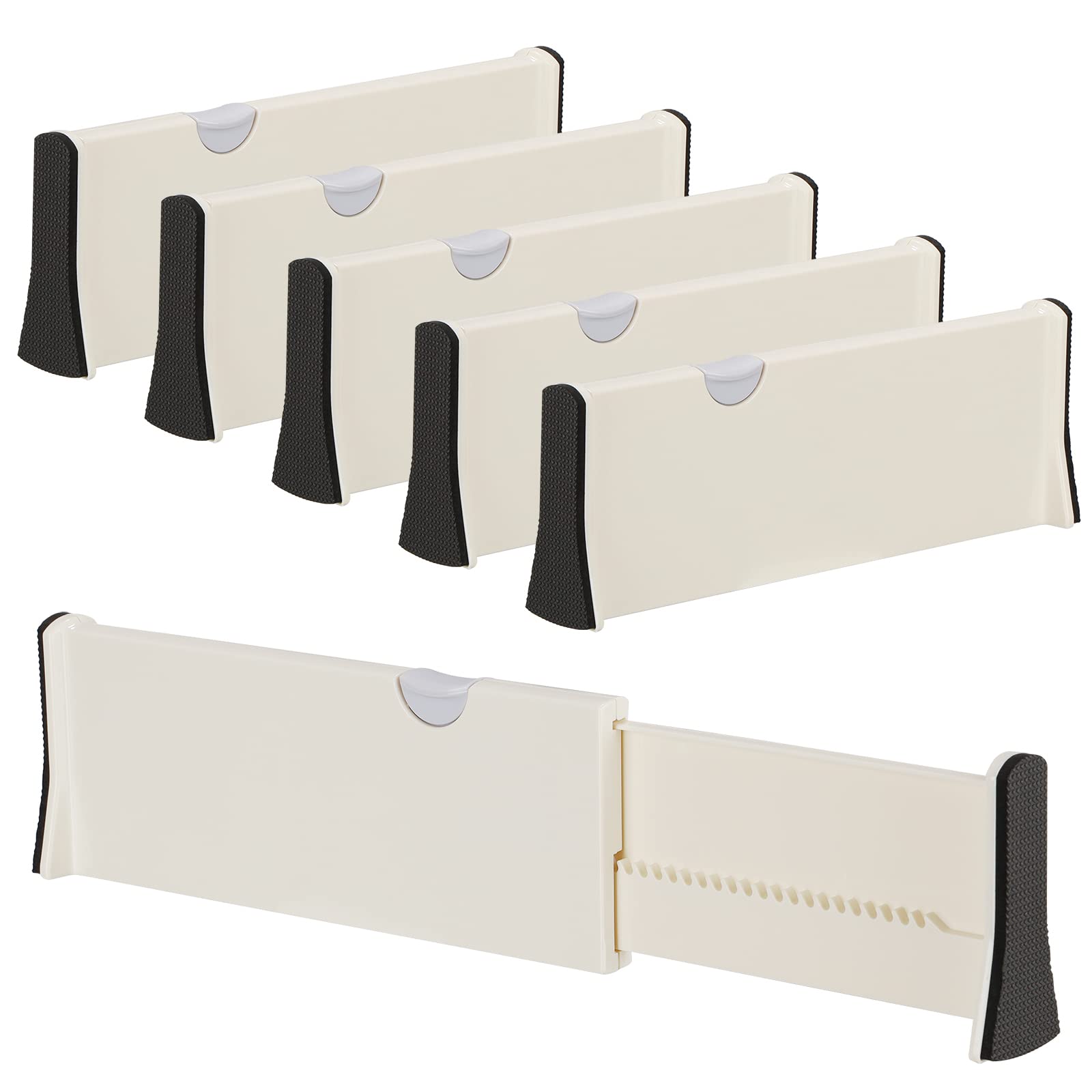 Aignnk Plastic Drawer Dividers 6 Set Expandable Drawer Partitions Drawer Organizer Separator Adjustable Drawer Organiser Shelf Wardrobe Closet Dresser Office Dividers Drawer Inserts (6)