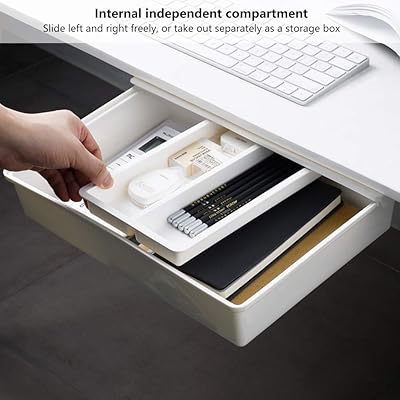 Buy Baffect Under Desk Drawer Organizer Hidden Storage Organization Desk Drawer Tray Slide Out White With Removable Compartment Large Online In Greece B08ckx61xw