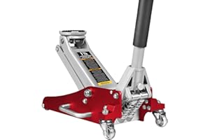 BIG RED AT815016LR Torin Hydraulic Low Profile Aluminum and Steel Racing Floor Jack with Dual Piston Quick Lift Pump, 1.5 Ton (3,000 lb) Capacity, Red