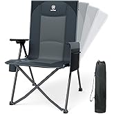 EVER ADVANCED Reclining Camping Chairs for Adult Lightweight, Folding Recliner Chair with Adjustable Back, 4-Level Lounge Chairs, Portable Lawn Chairs for Patio Balcony, Supports 350lbs Grey