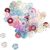 UUYYEO 100 Pcs 11mm Glass Donut Beads Charms Glitter Round Bead Colorful Crystal Beads Loose Spacer Beads for Jewelry Making Crafts