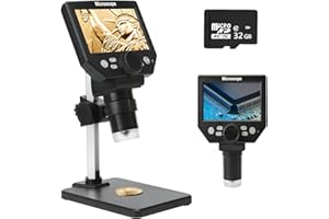 UF-TOOLS 4.3 Inch LCD Digital Microscope with 32GB TF Card, 1000x Magnification, 12MP Ultra-Precise Focusing Camera 1080P Video Microscope 8 LED Lights for Coin Circuit Board Soldering PC Watch Repair