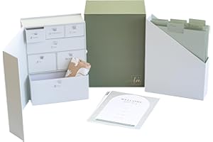 Foster Memories Baby Keepsake Box w/Baby Keepsake Book Pages - Gender Neutral Color Baby Memory Box for Keepsakes w/ 7 Individual Boxes & 6 Dividers - Easy to Fill Keepsake Baby Memory Book